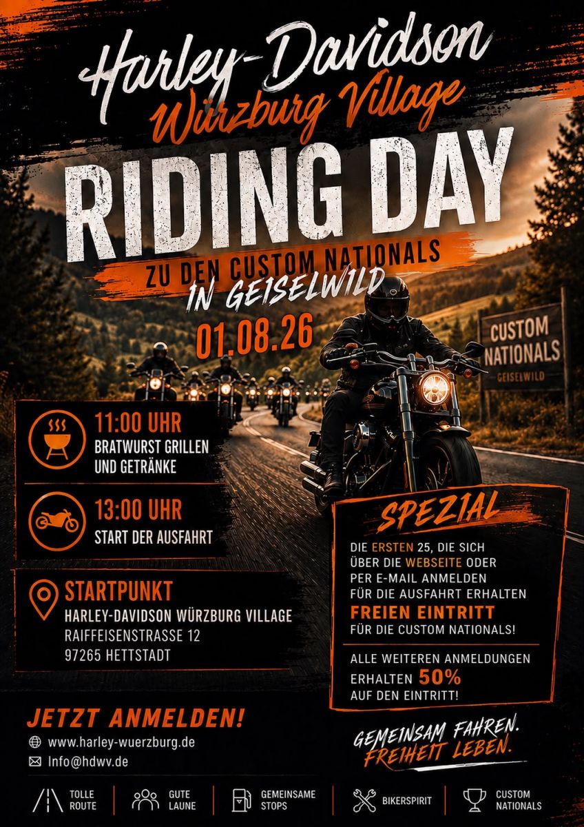 Harley Davidson Würzburg Village - Fahrt zu den Custom Nationals in Geiselwind